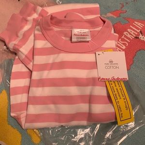 NWT organic cotton Hanna Andersson pajama top and bottom in cute pink + white